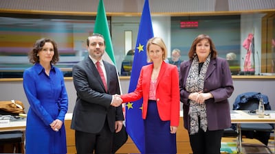 Syria's Foreign Minister Asaad Al Shibani in Brussels with senior EU officials. Photo: Ministry of Foreign Affairs and Expatriates in the Syrian Arab Republic