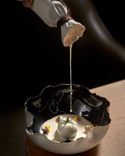 Smoked eel, almonds and caramel give this dish a different flavour in every bite. Photo: Smoked Room