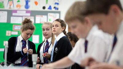 Students at the Brighton College in Abu Dhabi, which opened in September 2011, is one of 37 British schools in the UAE capital that face changing their curriculum next year to match the new curriculum being introduced in the UK next year. Silvia Razgova / The National