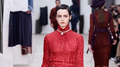 Red at the Richard Malone show during London Fashion Week