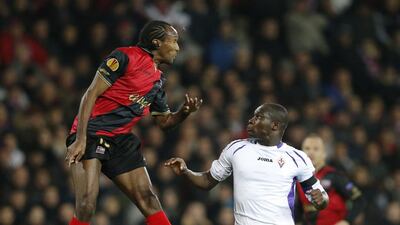 Jeremy Sorbon, left, is helping Guingamp reach new heights, such as against Fiorentina in the Europa League. Stephane Mahe / Reuters