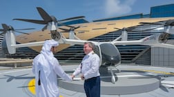 Sheikh Hamdan bin Mohammed at the air taxi station. Photo: Dubai Media Office / X