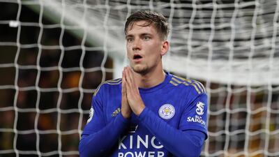 Leicester's Dennis Praet after missing a chance. Reuters
