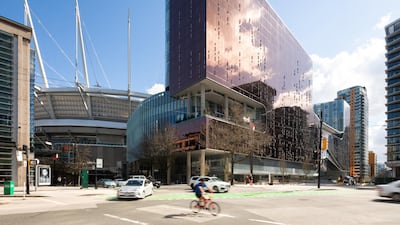 A hotel near the False Creek waterfront in Vancouver. Parq Vancouver