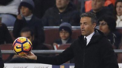 Barcelona manager Luis Enrique shown during the match. Alberto Estevez / EPA