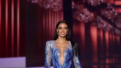 Miss Universe Thailand Amanda Obdam appears onstage at the Miss Universe 2020 Pageant at Seminole Hard Rock Hotel & Casino on May 16, 2021 in Hollywood, Florida. AFP