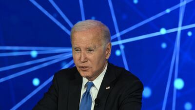 President Joe Biden discusses his administration’s commitment to address artificial intelligence in San Francisco, California. AFP
