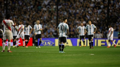 Lionel Messi, centre, and his Argentina teammates after the game. Martin Acosta / Reuters