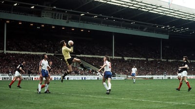 File photo dated 24-05-1975 - England's Ray Clemence saves during the match against Scotland. PA Photo