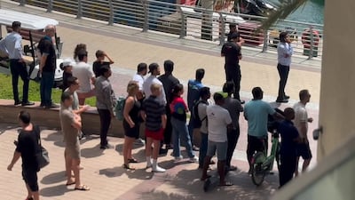 Shortly thereafter, the blaze seemed to be under control. Onlookers stood at a distance as Dubai Civil Defence tenders and crews on the pier subdued the flames.