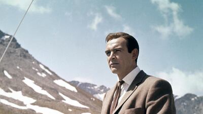 Sean Connery as James Bond wearing a four in hand tie. Courtesy Getty