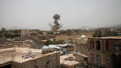 In this file photo, smoke rises after an airstrike in Sanaa, Yemen August 9, 2018. Reuters