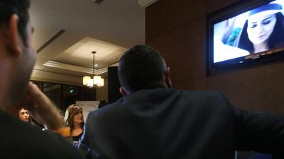 Cast and crew watch clips during Suhoor at Hawksbill Restaurant at the Saadiyat Beach Golf Club.