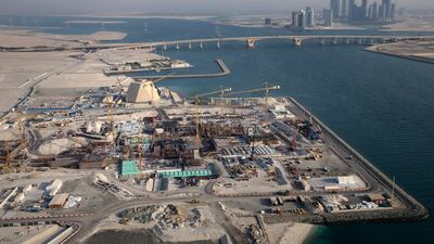 Aerial view of the Louvre Abu Dhabi construction site on Saadiyat Island in October 2013. Silvia Razgova / The National