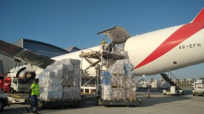 Tonnes of medical aid are loaded into two aircraft at Dubai International Humanitarian City bound for Sudanese and Ethiopian refugees. All photos courtesy Dubai Media Office