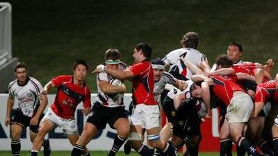 UAE, in white, have struggled against Hong Kong in the past, who in turn are thinking of avoiding relegation in the Asian Five Nations which gives an idea of the level of competition UAE are up against. Mike Young / The National