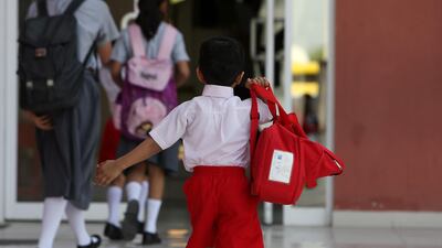 DUBAI, September 11, 2011: Students going to school on the first day after the summer vacation at The Elite English School in Dubai. (Pawan Singh / The National)