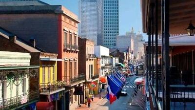 Bourbon Street and the French Quarter, marked by lusciously coloured buildings and cast iron balconies, are best explored on foot. Don Klumpp /Getty Images