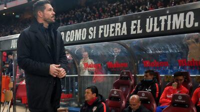 Manager Diego Simeone of Club Atletico de Madrid takes his place on the players bench ahead of the La Liga match between Club Atletico de Madrid and RC Deportivo La Coruna at Vicente Calderon Stadium on March 12, 2016 in Madrid, Spain. (Photo by Denis Doyle/Getty Images)