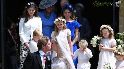Lady Gabriella Windsor and Thomas Kingston leave after marrying in St George's Chapel. Getty Images