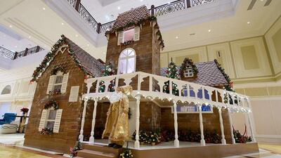 The half-ton gingerbread house at the RAK Waldorf Astoria CREDIT: Courtesy RAK Waldorf Astoria