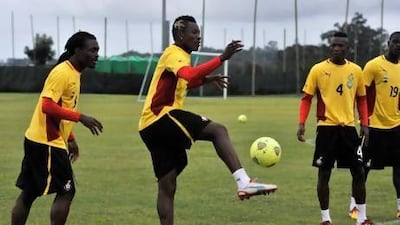 Ghana players Derek Boateng, Asamoah Gyan, John Pantsil and Jonathan Mensah.