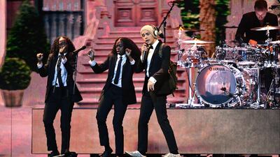 Matt Healy of The 1975, who won album of the year and best group. Gareth Cattermole/Getty Images