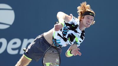 Andrey Rublev of Russia serves during his US Open third round match against Salvatore Caruso. Getty Images