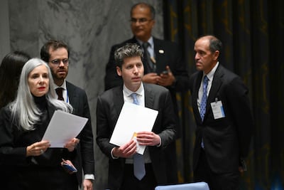 OpenAI chief executive Sam Altman arrives to speak at a UN Security Council meeting in New York on September 23. AFP