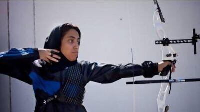 Mariam Al Shehhi, 16, is a picture of concentration, even after releasing an arrow at the club. "Archery has changed my life," she says. Razan Alzayani / The National