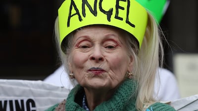 Westwood at an anti-fracking protest in December 2018. PA