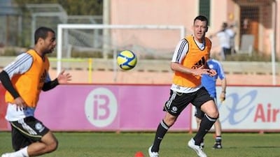 John Terry and his Chelsea teammates prepared for the FA Cup match against QPR at the Real Mallorca training facilitiesin Spain.