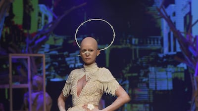 Layers of ruffled tulle made this gown a particularly theatrical number. Getty Images
