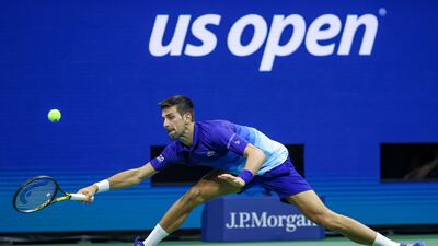 Novak Djokovic of Serbia returns the ball against Matteo Berrettini of Italy. AFP