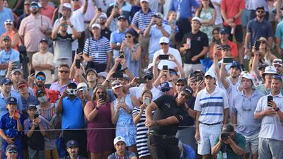 US golfer Phil Mickelson plays a shot on to the 18th green during the third round of the US PGA Championship at Kiawah Island on Saturday, May 22. AFP