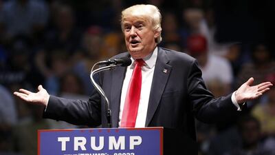 Republican presidential candidate Donald Trump gestures during a rally in Richmond, Virginia. Steve Helber / AP Photo