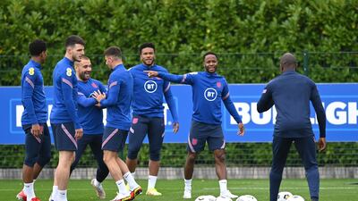 Raheem Sterling during England's training session. Getty