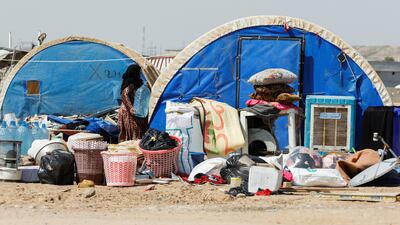A view of a tent for displaced Iraqis outside al-Jadaa 5 camp after it closed for refugees and displaced people, in Qayyara, Iraq, April 19, 2023. REUTERS