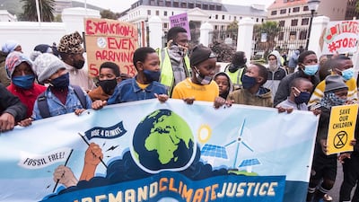 South Africans take part in a demonstration in Cape Town. EPA