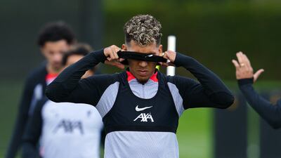 Liverpool's Roberto Firmino during a session at the AXA Training Centre, Liverpool. PA