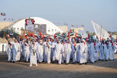Tribes participate in the Union March during the Sheikh Zayed Heritage Festival. Hamad Al Mansouri for the Ministry of Presidential Affairs