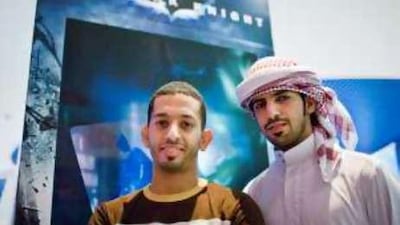 Ammar Jamal, left, and Maktoom Mazrouei after watching The Dark Knight at the Cinestar Cinema at Marina Mall, Abu Dhabi.
