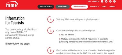 The website of retailer MMI offers advice for tourists on how to get their alcohol licence.