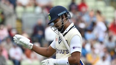 India's Shreyas Iyer walks off after losing his wicket for 19. AP