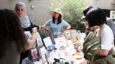 Palestinians in Japan hold a fundrasing and awareness event at the Palestine embassy. Tokyo, Japan. Chris Whiteoak / The National