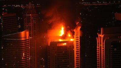 Flames were seen by many in Dubai after the fire broke out in the Tamweel Tower. Courtesy Antoine Adams