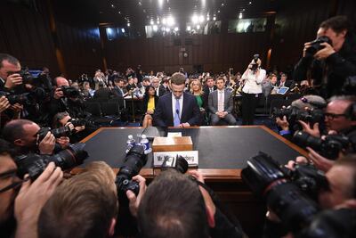 Facebook CEO Mark Zuckerberg arrives to testify before a joint hearing of the US Senate Commerce, Science and Transportation Committee and Senate Judiciary Committee on Capitol Hill, April 10, 2018. Photo: AFP