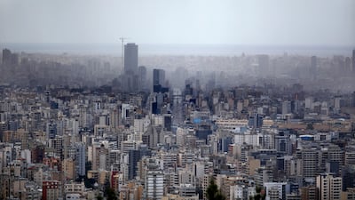 A haze covers southern Beirut in May 2020 as pollution levels began to rise after the 2019 economic collapse. AFP