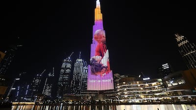 Images of Kobe Bryant and and his daughter Gianna appear on the Burj Khalifa. Getty Images