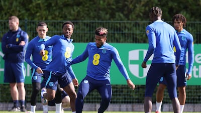 Raheem Sterling and Reece James during England's training session. Getty